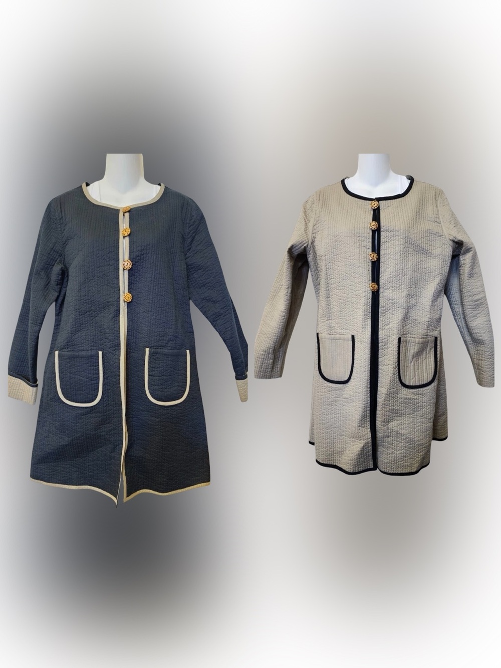 NWT Soft Surroundings Jacket Quilted Reversible Blk Tan Wooden Old Money VTG XL